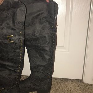 Wide calf grey boots